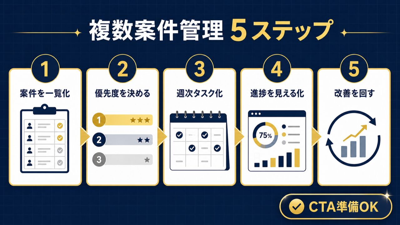 SNS運用代行の複数案件管理術|月30万稼ぐ人のタスク管理テンプレートの要点を整理した図解