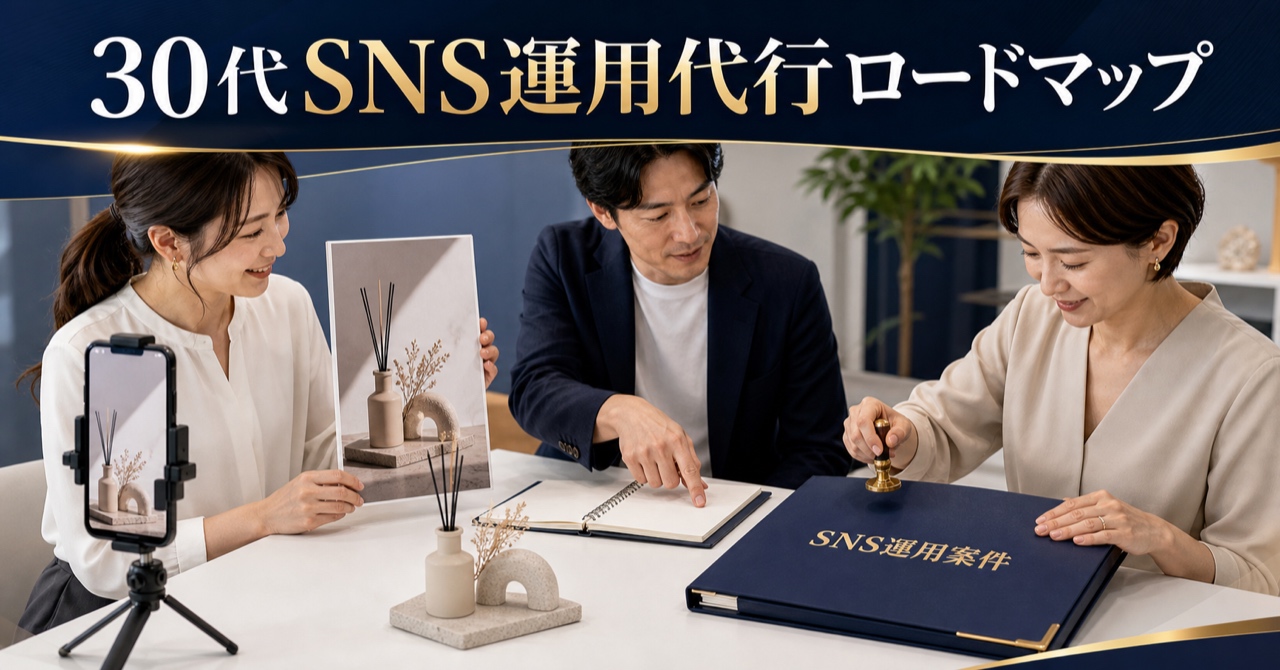 30代未経験からSNS運用代行の案件を獲得する完全ロードマップ|相場・必要スキルも解説のアイキャッチ