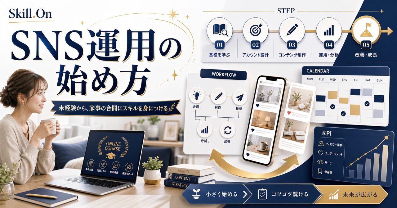 SNS運用を0から始める方法|未経験・主婦が最短で稼ぐ7ステップ完全ガイドのアイキャッチ