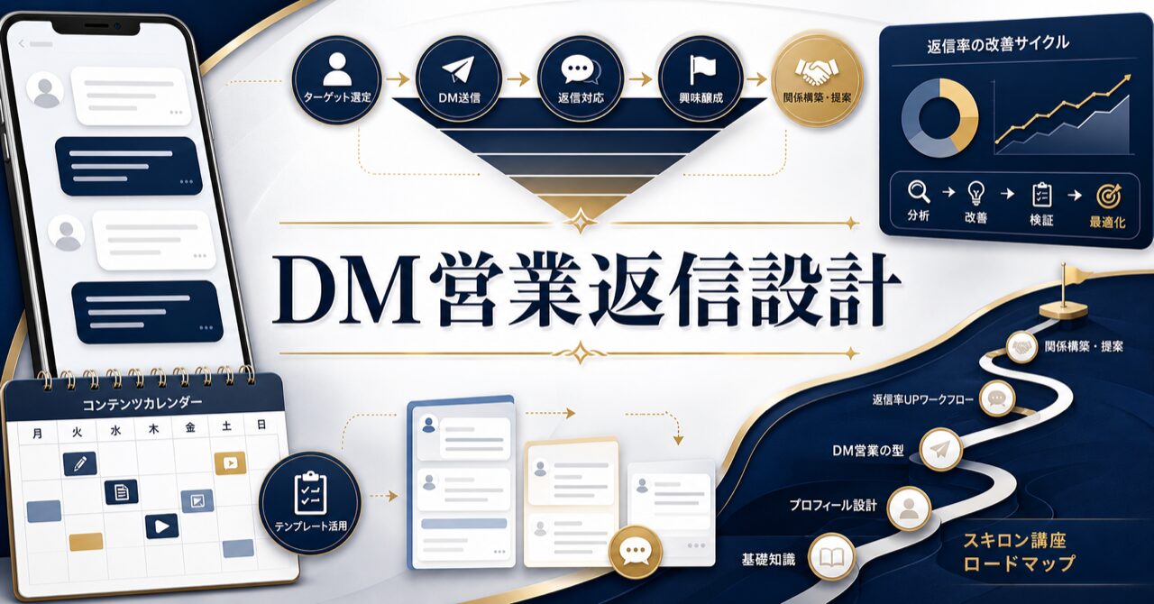 インスタDM営業の方法|返信率を3倍にする手順とテンプレ例文集【2026年最新】のアイキャッチ