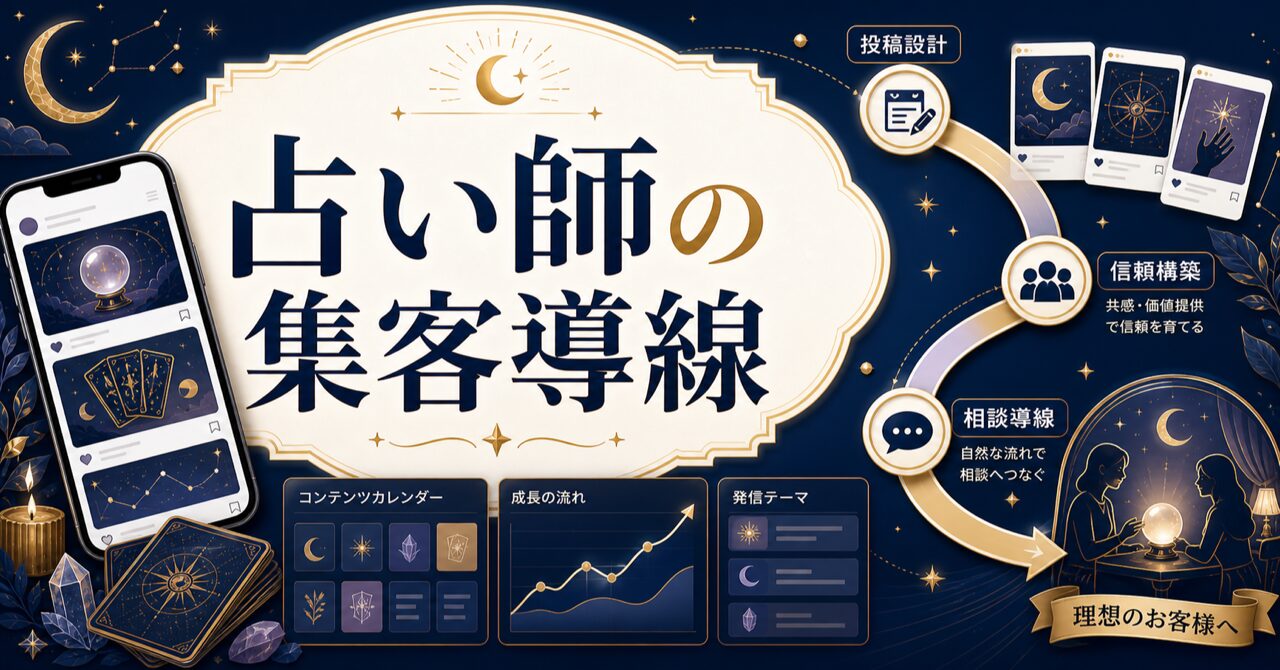 占い師がインスタで集客する方法【2026年版】ゼロから選ばれる実践ノウハウのアイキャッチ