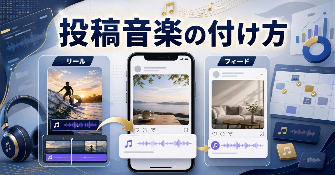 Instagram(インスタグラム)投稿に音楽をつける方法とは?リール・フィードごとに違いをプロが徹底解説のアイキャッチ