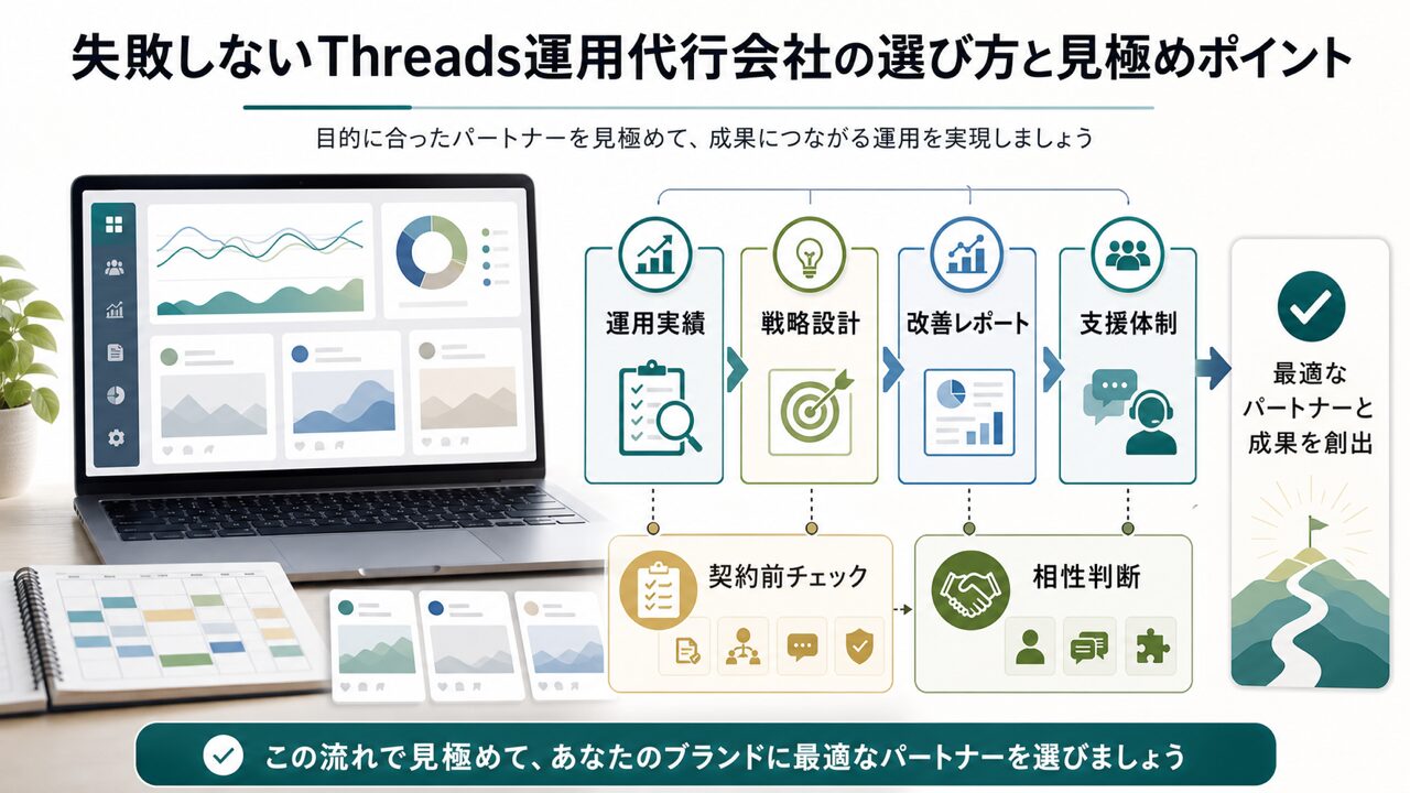 失敗しないThreads運用代行会社の選び方と見極めポイントの図解