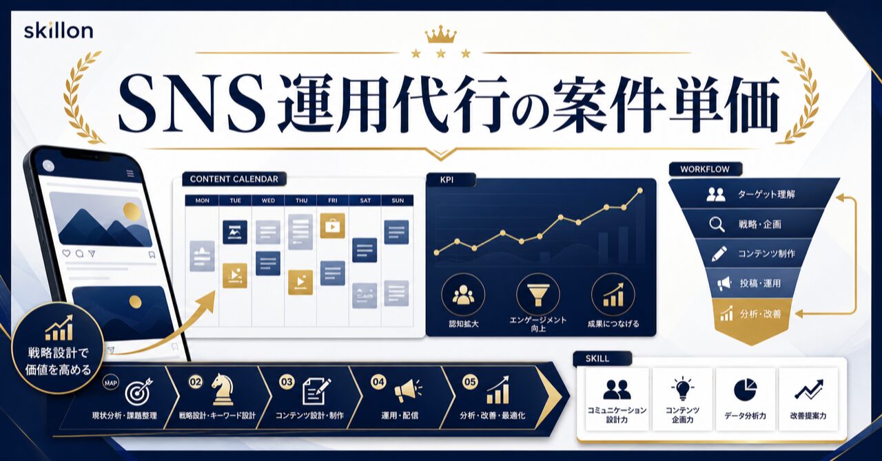 SNS運用代行の案件単価を上げる5つの方法|月10万→月30万への戦略のアイキャッチ