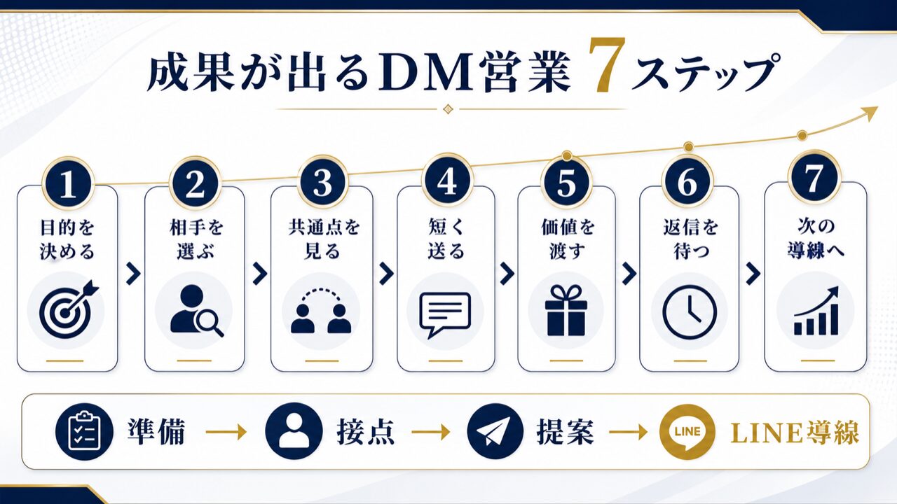 インスタDM営業の方法|返信率を3倍にする手順とテンプレ例文集【2026年最新】の要点を整理した図解